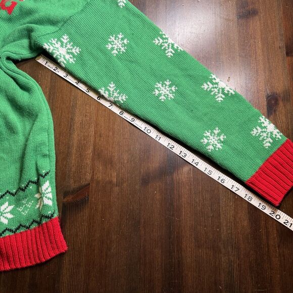 Holiday Traditions Bah Hum Pug Christmas Sweater Sequin Pug Dog Snowflake L - Picture 10 of 10